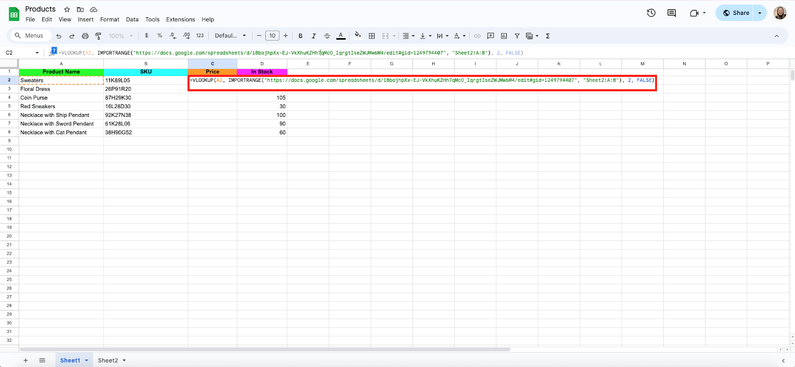 Use the VLOOKUP Formula Share the Source Sheet