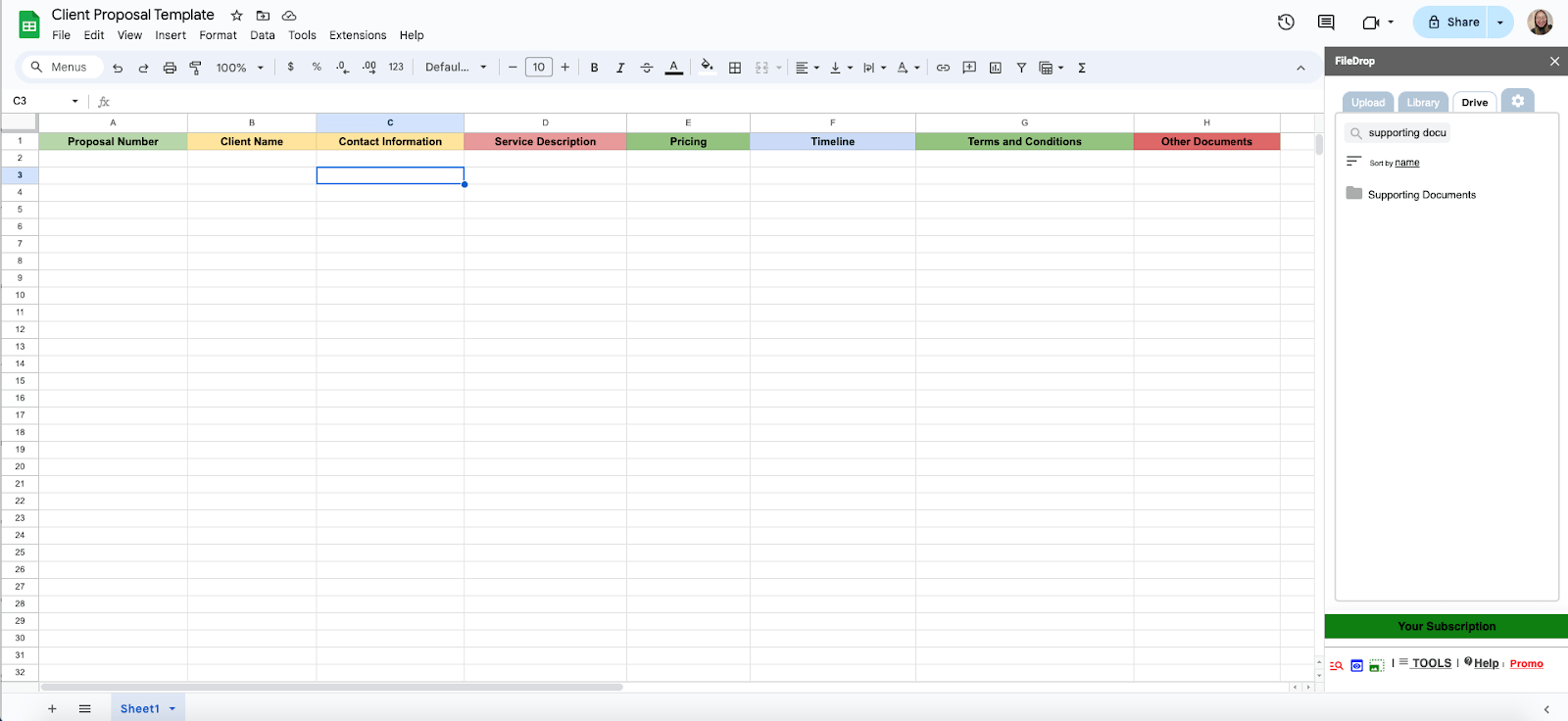 Open Drive tab