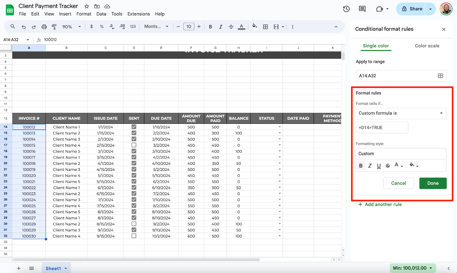 Conditional Formatting