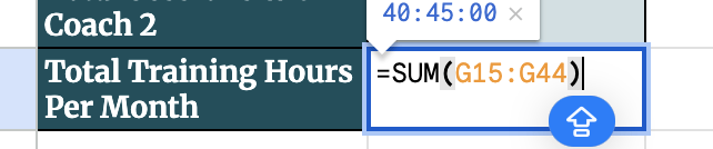 Add Formulas for Total Hours