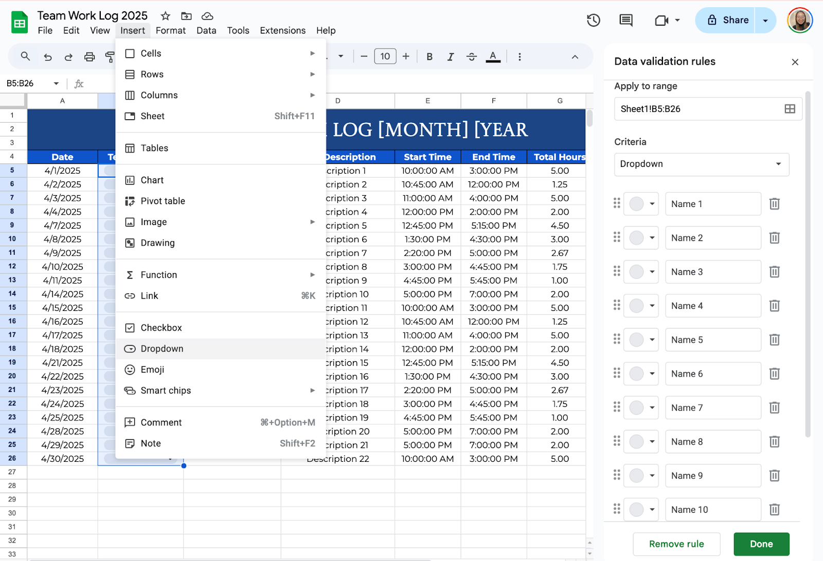 Use Dropdowns for Consistency 