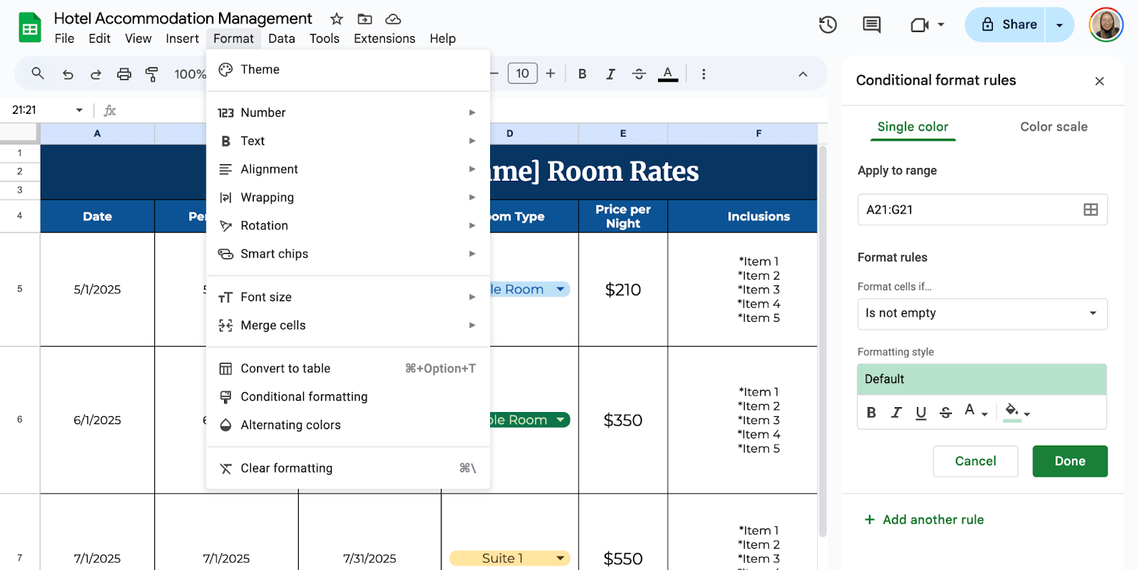Add Conditional Formatting for Easy Viewing