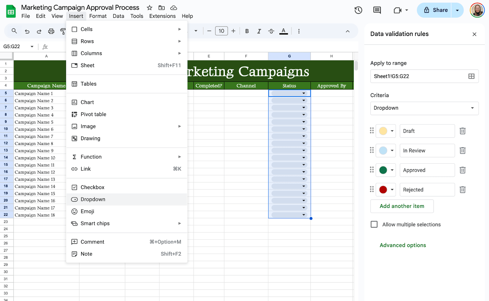 Add a Dropdown Menu