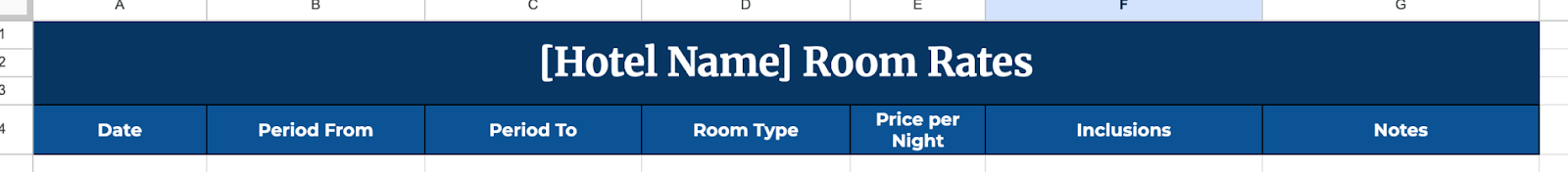 Create the Main Rate Table