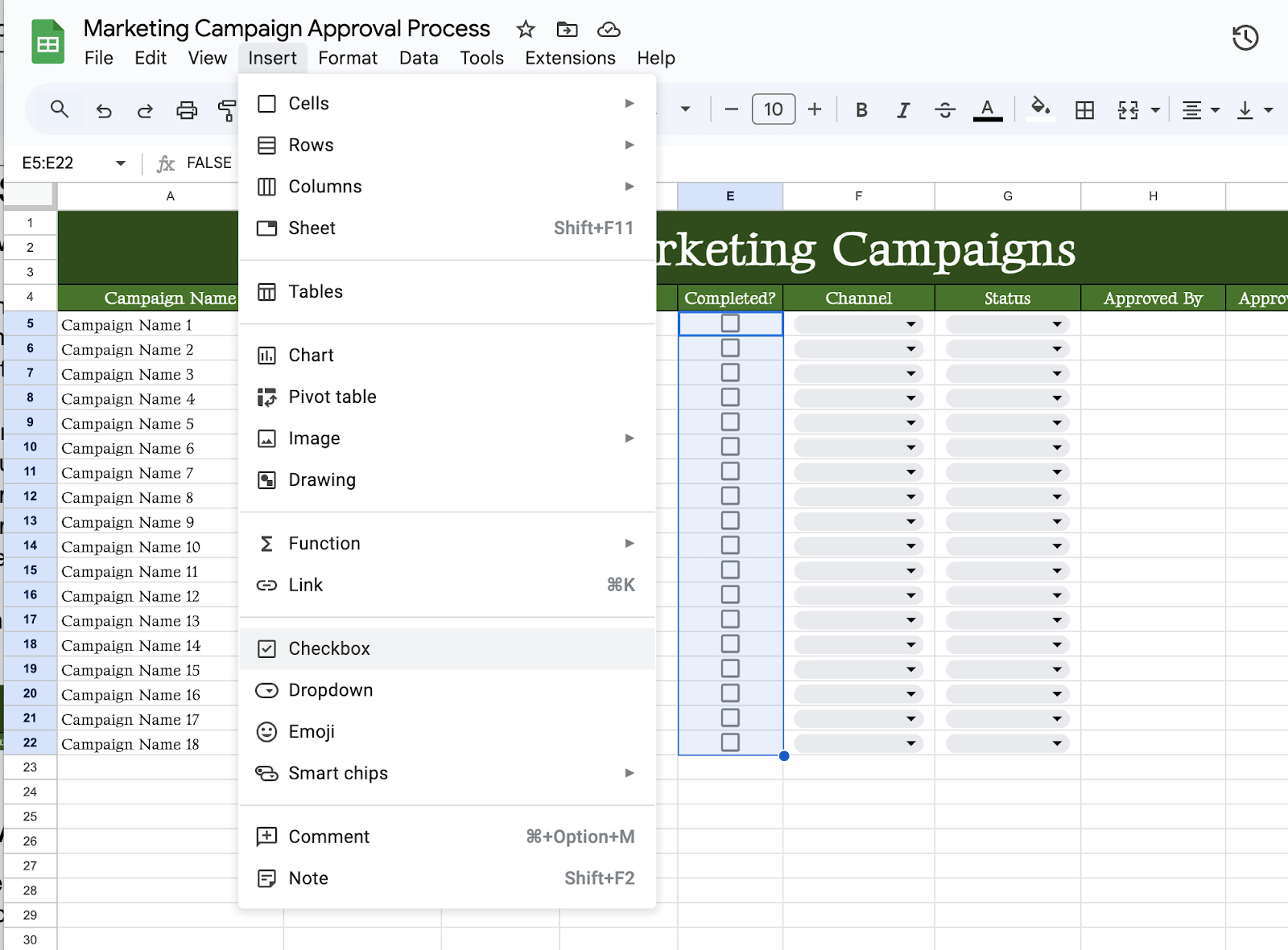 Use Checkboxes
