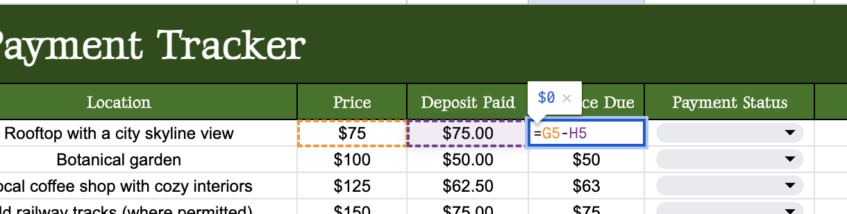 Add Formulas to Track Payments Add Formulas to Track Payments