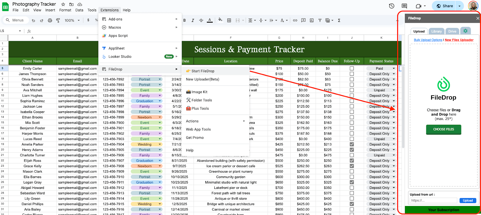 Add the Receipts Using FileDrop Add the Receipts Using FileDrop