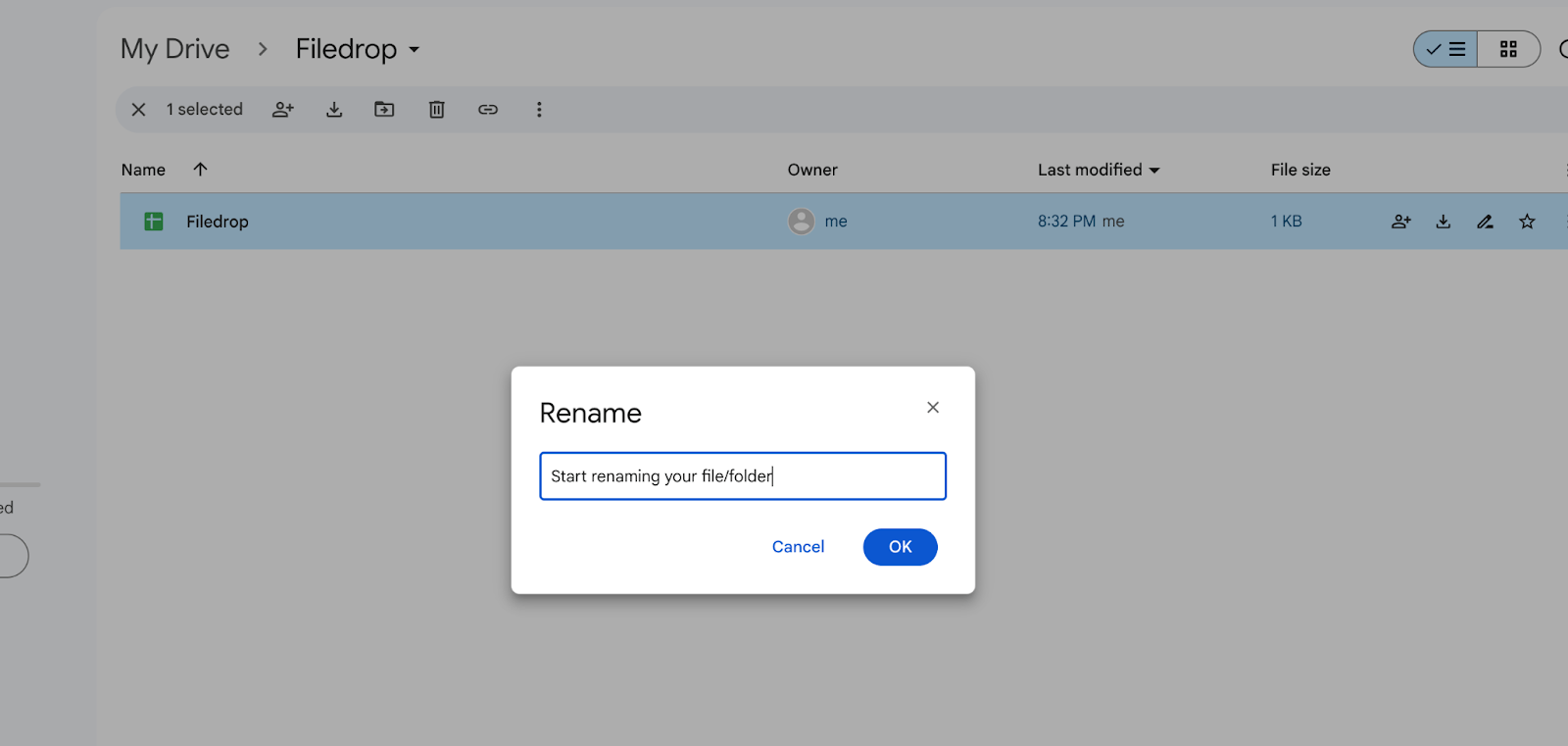 Click “Rename” from the Menu