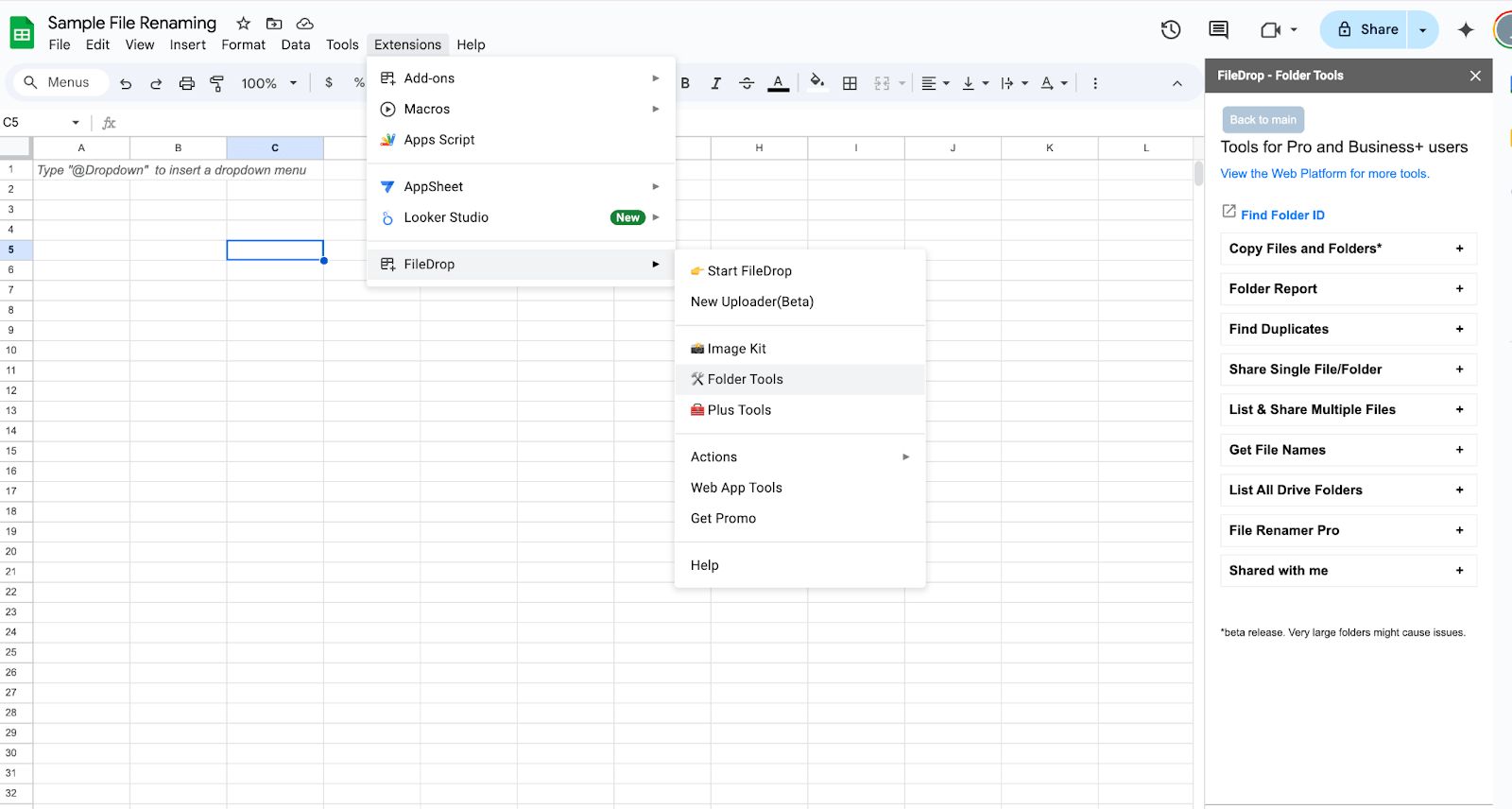 Open FileDrop Extension