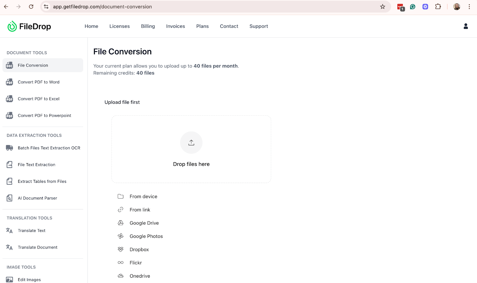Visit the FileDrop Document Conversion Page