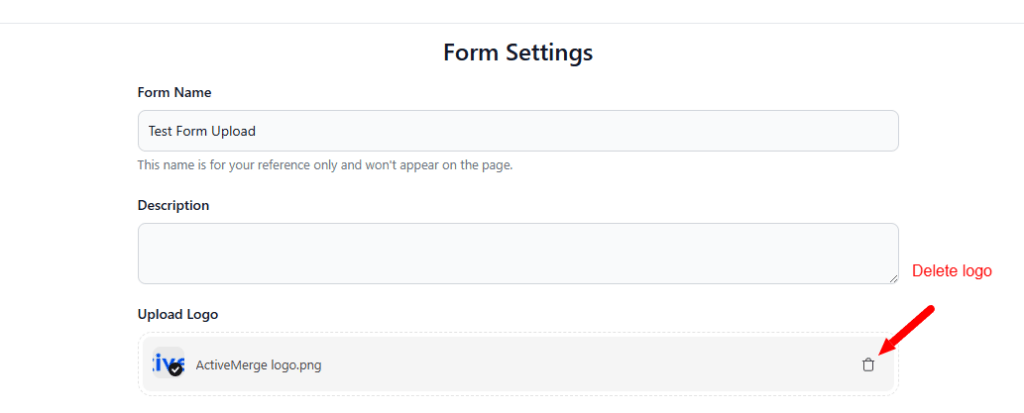Form Edit FileDrop delete form logo