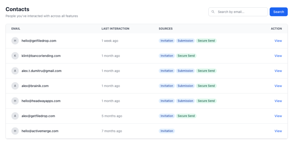 Contacts FileDrop