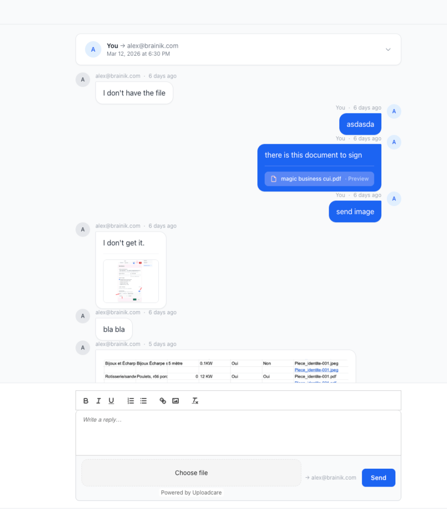 Threads FileDrop file message exchange