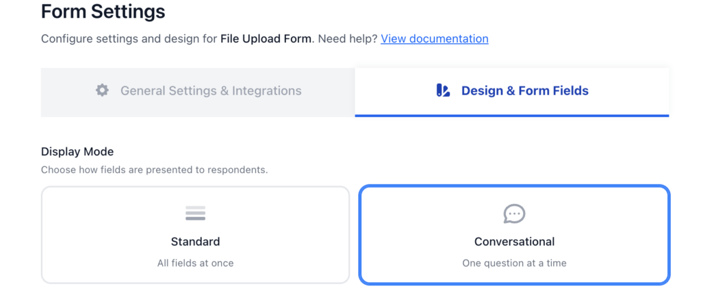 File Upload Form FileDrop Display mode