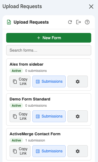 Upload Requests Sidebar Sheets